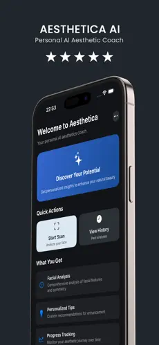 Aesthetica app interface showing beauty analysis